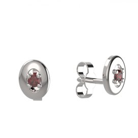 BG náušnice s granátem 1580 Bílé zlato - 585 Granát