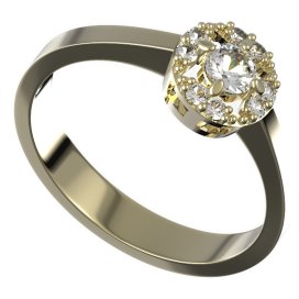 BG zlatý prstýnek 764 Žluté zlato - 585 Bílý kubický zirkon