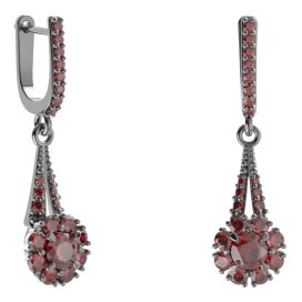 BG náušnice kruhováho tvaru 497-G91 Stříbro 925 - ruthenium (30-90dní) Granát