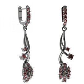 BG náušnice s přírodní perlou 537-P93 Stříbro 925 - ruthenium (30-90dní) Granát a tahiti perla