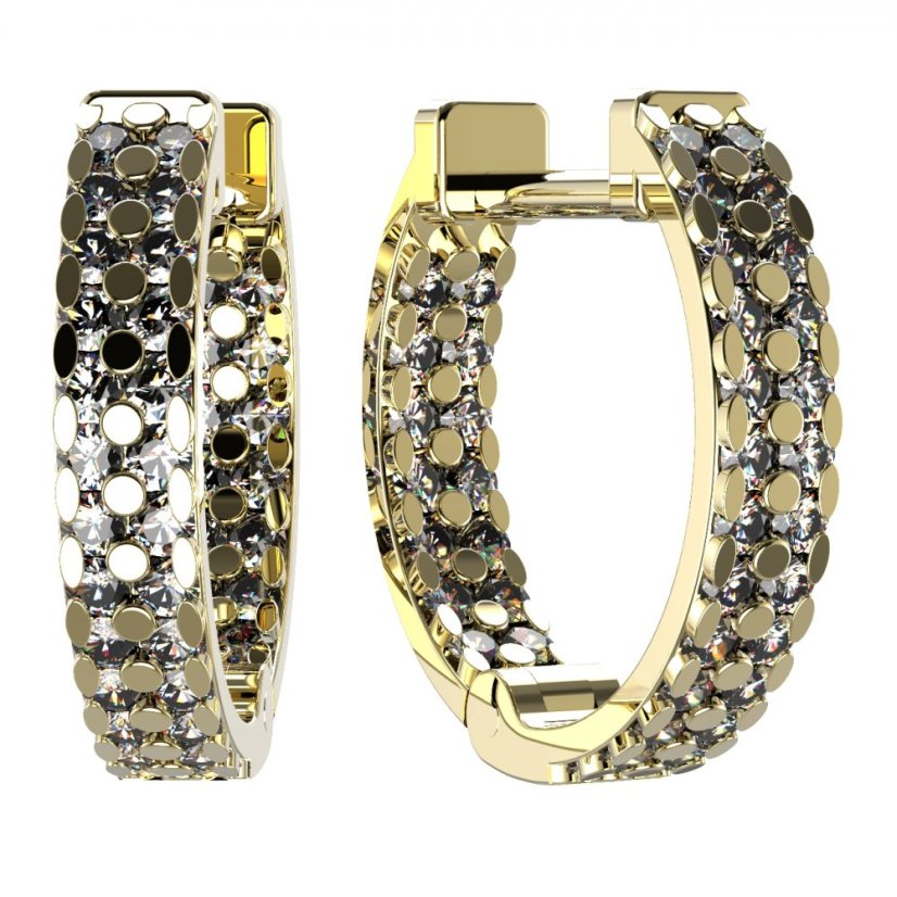 BG zlaté náušnice 1301 - kruhy Žluté zlato - 585 Diamant