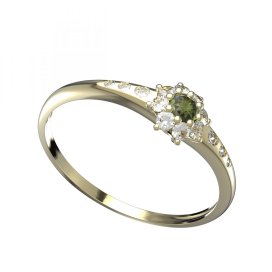 BG vltavínový prsten 886K Žluté zlato - 585 Vltavín a diamant