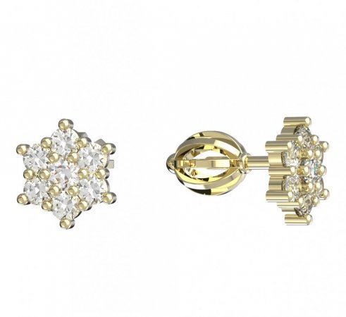 BeKid, Gold kids earrings -109 - Switching on: Circles 15 mm, Metal: White gold 585, Stone: Pink cubic zircon