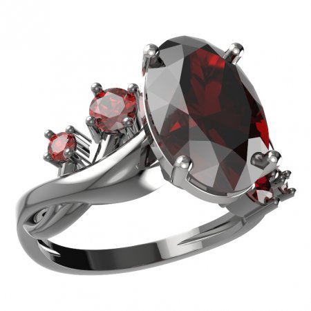 BG ring oval 480-P - Metal: Silver 925 - rhodium, Stone: Garnet