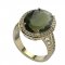 BG prsten oválný s vltavínem 648 - Kov: Žluté zlato 585, Kámen: Vltavín a  kubický zirkon
