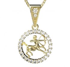 BG zlatý diamantový přívěšek Střelec 052 Žluté zlato - 585 Diamant lab-grown