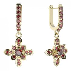 BG květ náušnice 404-94 Stříbro 925 - pozlacené Granát