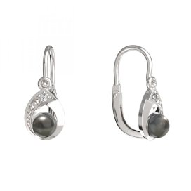 BeKid dětské náušnice 1242 s černou perlou Bílé zlato - 585 Bílý kubický zirkon