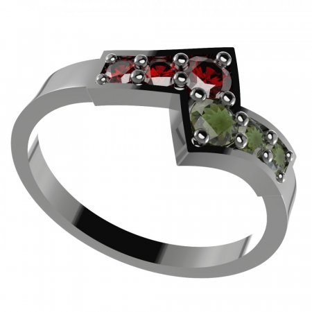 BG prsten přírodní granát nebo vltavín 690 - Kov: Pozlacené stříbro 925, Kámen: Vltavín a granát