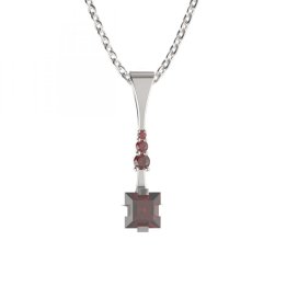 BG přívěs s centrálním čtvercovým kamenem 496-B Stříbro 925 - rhodium Granát