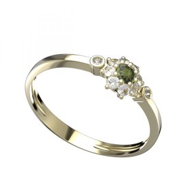 BG vltavínový prsten 886L Žluté zlato - 585 Vltavín a diamant