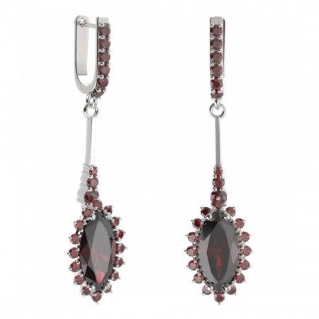 BG earring oval 513-B94 - Metal: Silver 925 - rhodium, Stone: Garnet