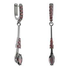 BG náušnice s centrálním oválným kamenem 483-B93 Stříbro 925 - ruthenium (30-90dní) Granát