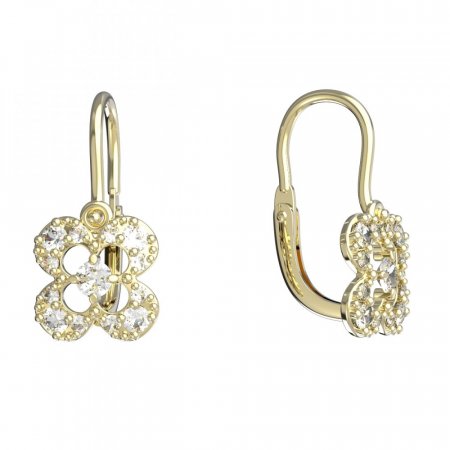 BeKid, Gold kids earrings -830 - Switching on: Brizura 0-3 roky, Metal: Yellow gold 585, Stone: Diamond