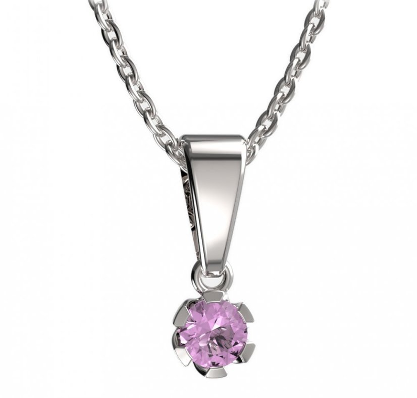 Zlatý přívěsek s růžovým zirkonem, bílé zlato 585 – 870 (ZN448700)