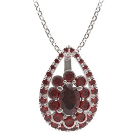 BG přívěs s centrálním oválným kamenem 517-90 Stříbro 925 - rhodium Granát