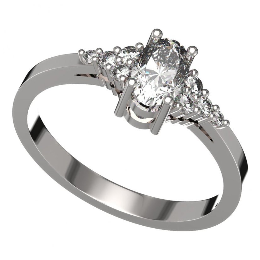 BG zlatý prstýnek 984 Bílé zlato - 585 Bílý kubický zirkon