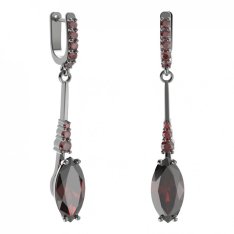 BG náušnice s centrálním oválným kamenem 481-B93 Stříbro 925 - ruthenium (30-90dní) Granát