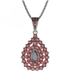 BG přívěs kapkovitého tvaru 148-1 Stříbro 925 - ruthenium (30-90dní) Granát