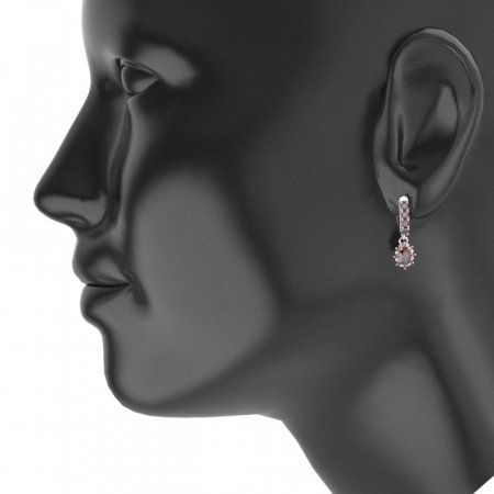 BG oval earring 953-96 - Metal: Silver 925 - rhodium, Stone: Garnet