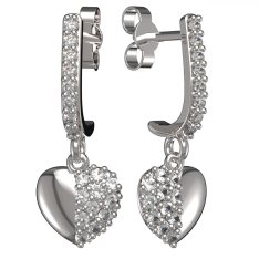 BG zlaté náušnice srdíčko 865 Bílé zlato - 585 Diamant