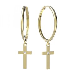 BG zlaté  náušnice křížek 1103 Žluté zlato - 585 Diamant