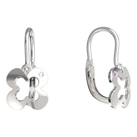 BeKid dětské náušnice čtyřlístek 849 Bílé zlato - 585 Diamant