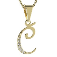 BG zlatý přívěsek písmenko Č - 1236 Žluté zlato - 585 Diamant