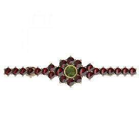 BG brož 017 Bílé zlato - 585 Vltavín a granát