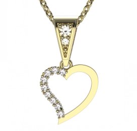 BG zlatý diamantový přívěšek srdíčko 1252 Žluté zlato - 585 Diamant lab-grown