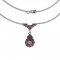BG necklace 992 - Metal: White gold 585, Stone: Moldavit and garnet