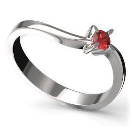 BG zlatý prstýnek 780 Bílé zlato - 585 Červený kubický zirkon