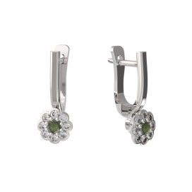 BG vltavínové náušnice 552 Bílé zlato - 585 Vltavín a diamant