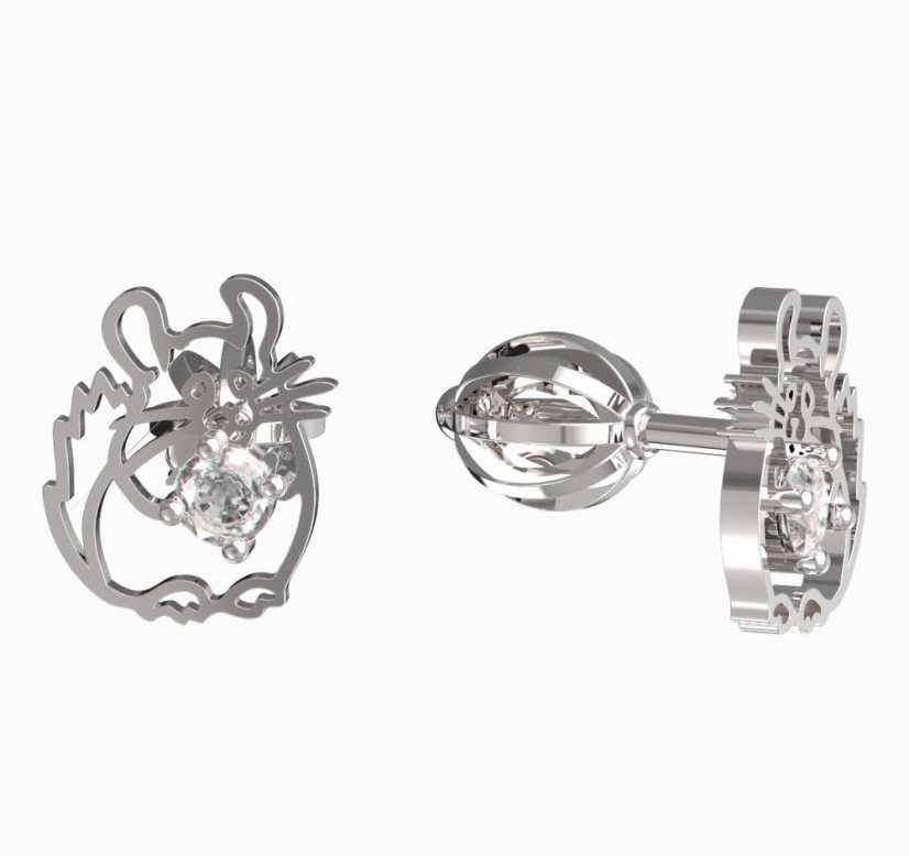 BeKid dětské náušnice činčila 1192 Bílé zlato - 585 Diamant