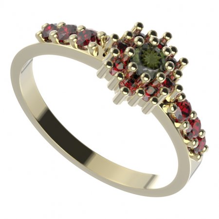 BG prsten 320-Z kulatého tvaru - Kov: Stříbro 925 - rhodium, Kámen: Granát