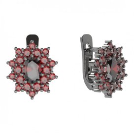 BG náušnice oválného tvaru 249-07 Stříbro 925 - ruthenium (30-90dní) Granát