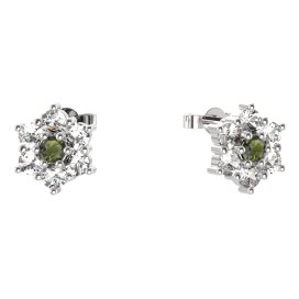 BG  náušnice 002 Stříbro 925 - rhodium Vltavín a  kubický zirkon