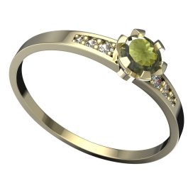 BG vltavínový prsten 556J Žluté zlato - 585 Vltavín a diamant