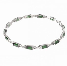 BG náramek 645 Stříbro 925 - rhodium Vltavín a  kubický zirkon