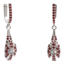 BG náušnice s přírodní perlou 537-G91 Stříbro 925 - rhodium Granát a perla