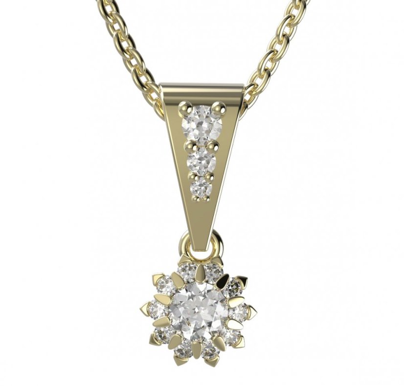 BG zlatý diamantový přívěšek  987 Žluté zlato - 585 Diamant lab-grown
