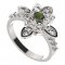BG prsten 404-Z květ - Kov: Stříbro 925 - rhodium, Kámen: Vltavín a  kubický zirkon