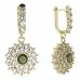 BG circular earring 004-96 - Metal: Yellow gold 585, Stone: Moldavit and garnet