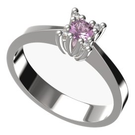 BG zlatý prstýnek 762 Bílé zlato - 585 Růžový kubický zirkon