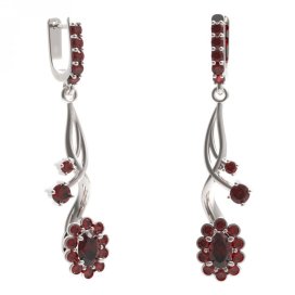 BG náušnice s centrálním oválným kamenem 517-P93 Stříbro 925 - rhodium Granát