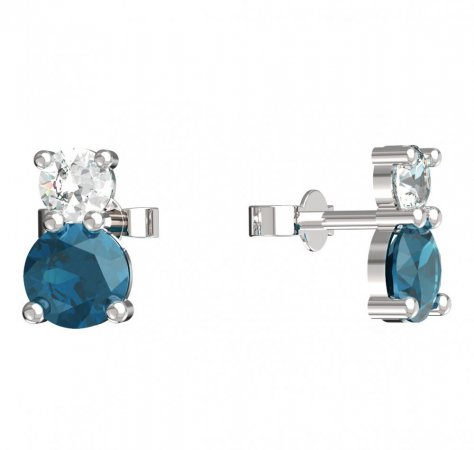 BeKid, Gold kids earrings -857 - Switching on: Puzeta, Metal: White gold 585, Stone: Light blue cubic zircon