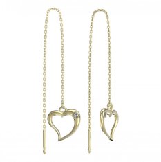 Bg náušnice srdíčko 1268 Žluté zlato - 585 Bílý kubický zirkon