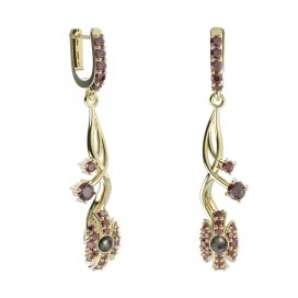 BG náušnice s přírodní perlou 537-P93 Stříbro 925 - pozlacené Granát a tahiti perla