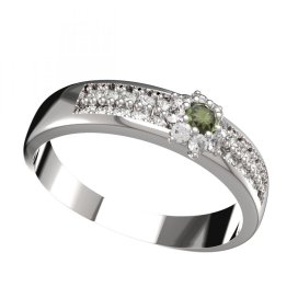 BG vltavínový prsten 886F Bílé zlato - 585 Vltavín a diamant