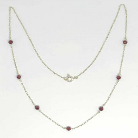 BG garnet necklace 031B - Metal: Silver 925 - rhodium, Stone: Garnet